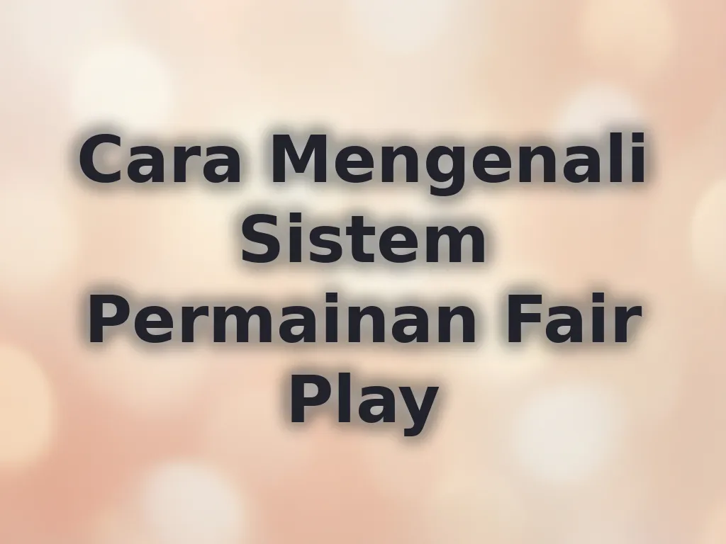Cara Mengenali Sistem Permainan Fair Play